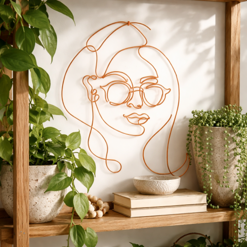 Hlava ženy - měděný drát